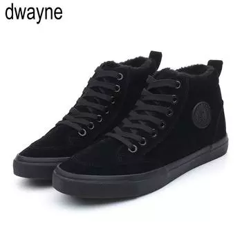 Мужские ботинки зимние модные высокие хлопковые туфли плюшевые сохраняющие тепло брендовые мужские зимние ботинки обувь новинка 2024 года горячие продажи 39 чёрный