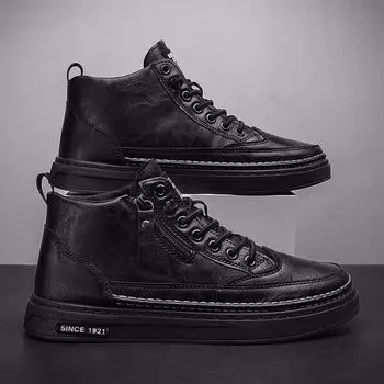 Мужские ботинки Зимние модные высокие повседневные ботинки Хлопковая обувь Удобная обувь на плоской подошве Туфли для инструментов Кроссовки для студентов 44