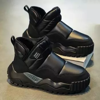 Мужские ботинки зимние водонепроницаемые ботинки для снега удобные теплые нескользящие хлопковые ботинки утолщенные устойчивые к холоду ботильоны Botas Para Hombre 39 чёрный