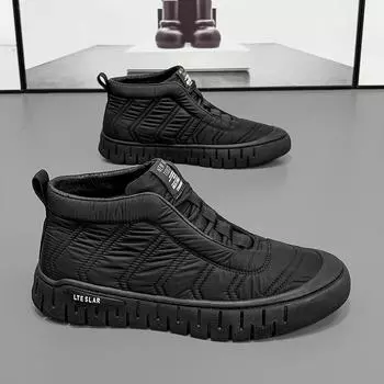 Мужские ботинки, зимние высокие парусиновые туфли, модная хлопковая обувь, модные ботинки, деловая повседневная уличная обувь, мужские кроссовки, новые 44 чёрный
