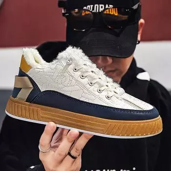 Мужские ботинки, зимняя кожаная обувь с высоким берцем, модная хлопковая обувь, модные ботинки, деловая повседневная уличная обувь, мужские кроссовки, новые 39 бежевый