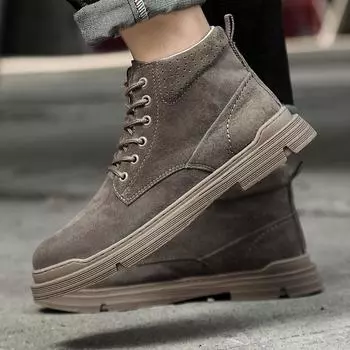 Мужские ботинки, зимняя кожаная обувь с высоким берцем, модная хлопковая обувь, модные ботильоны, деловая повседневная уличная обувь, мужские кроссовки, новые 37 песочный