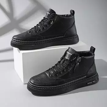 Мужские ботинки, зимняя кожаная обувь с высоким берцем, модная хлопковая обувь, модные ботильоны, деловая повседневная уличная обувь, мужские кроссовки, новые 44