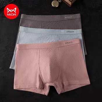Мужские боксеры Miiow, 3 шт., 50 шт., чесаный хлопок, антибактериальные трусы-боксеры AAA с промежностью, большие шорты-боксеры, L-4XL L