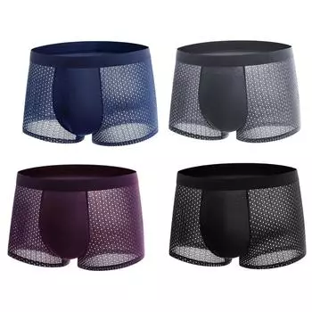 Мужские боксеры, мягкое сексуальное дышащее модное нижнее белье, впитывающее влагу нижнее белье L чёрный