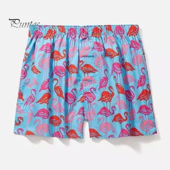 Мужские боксеры с эластичной резинкой на талии и принтом, свободные бесшовные, быстросохнущие, впитывающие влагу, тонкие домашние шорты больших размеров, шорты для сна, летние трусы 2XL красный