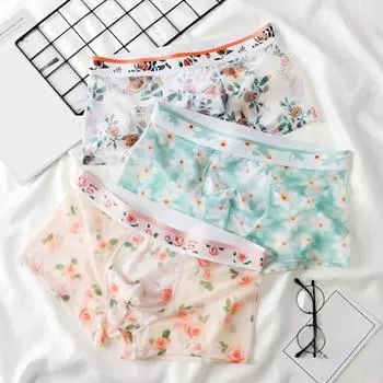 Мужские боксеры, ультратонкие сетчатые шорты со средней талией, быстросохнущие, впитывающие влагу, большие размеры, домашняя одежда, шорты для сна, летние трусы L синий