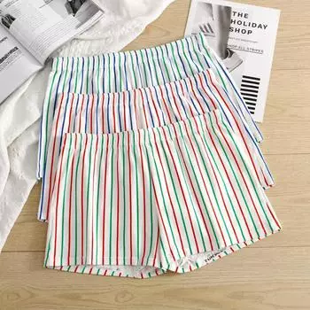 Мужские боксеры в вертикальную полоску, удобные мягкие хлопковые трусы со средней талией, большие размеры, нижнее белье, свободная домашняя одежда M синий/чёрный