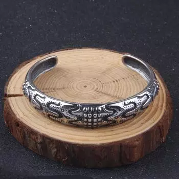 Мужские браслеты-манжеты из нержавеющей стали, полые серебряные браслеты, серебряные браслеты, ювелирные изделия для женщин (А, Фут Серебряный)