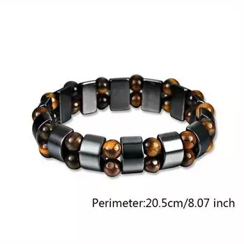 Мужские браслеты с подвесками из 1 шт., браслет из натурального камня «Тигровый глаз», браслеты из тигрового глаза, ювелирные изделия для женщин, гематит, двойной гематит, ручная работа чёрный