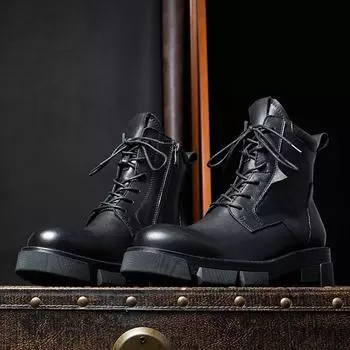 Мужские британские ботинки Martin из натуральной кожи на платформе, короткие ботинки средней высоты, сапоги ручной работы из коровьей кожи в стиле ретро-локомотива 38 коричневый