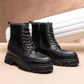 Мужские британские ботинки Martin на толстой подошве с боковой молнией, модные высококачественные кожаные короткие ботинки, универсальные дышащие мужские ботинки 38 коричневый