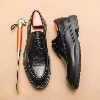 Мужские британские деловые туфли из натуральной кожи Дерби Формальные туфли с острым носком