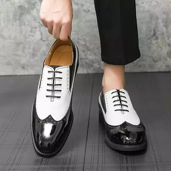 Мужские броги кожаные туфли дизайнерские брендовые свадебные туфли на шнуровке повседневные деловые оксфорды с острым носком офисные формальные мужские итальянские туфли 38 коричневый