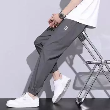 Мужские брюки больших размеров, летние легкие дышащие повседневные брюки, спортивные штаны 5XL чёрный