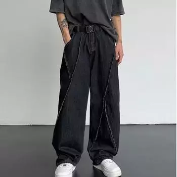Мужские брюки больших размеров, прямые, повседневные, широкие джинсы, джинсы в стиле хип-хоп 5XL