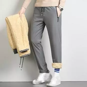 Мужские брюки больших размеров с подкладкой, зимние брюки с утолщенным бархатом, спортивные брюки, свободные и теплые брюки 8XL