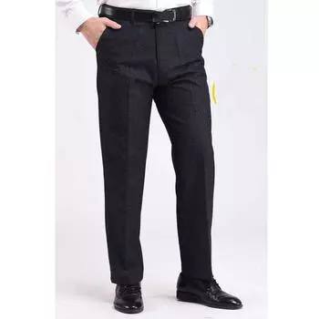 Мужские брюки больших размеров Свободные повседневные брюки Брюки с высокой талией Легкие прямые брюки 40 чёрный