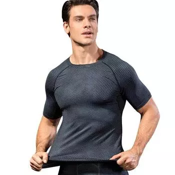 Мужские брюки для фитнеса и бега с принтом, плотные, эластичные, впитывающие влагу, быстросохнущие, с короткими рукавами