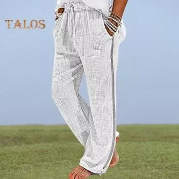 Мужские брюки для отдыха, размер, застежка-молния, эластичная резинка на талии, сплошной цвет, свободные широкие брюки, повседневная повседневная одежда, длинные брюки L синий