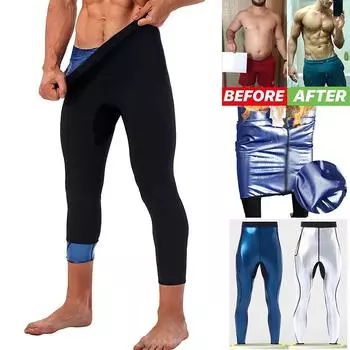 Мужские брюки для сауны, горячие термоспортивные леггинсы, колготки для сауны, спортивные компрессионные брюки, тренировочные брюки для похудения, формирователь тела, спортивный костюм для сауны S/M чёрный/синий
