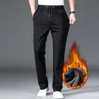Мужские брюки FiveFive из флиса больших размеров 150 кг 6XL 7XL 8XL 9XL 10XL, подарок папе, рабочие зимние теплые эластичные формальные толстые прямые мужские брюки S темно-синий