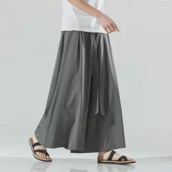 Мужские брюки-фонарики в стиле ретро в китайском стиле с широкими штанинами — большой размер и свободный крой L чёрный