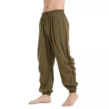 Мужские брюки Harlan, однотонные повседневные брюки, свободные леггинсы с завязками M чёрный