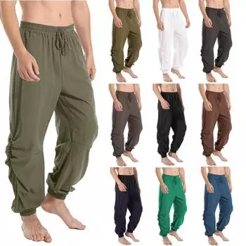 Мужские брюки Harlan, однотонные повседневные брюки, свободные леггинсы с завязками XL чёрный