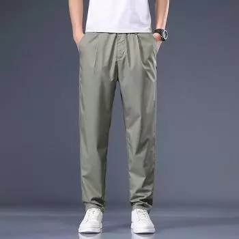 Мужские брюки из хлопка, повседневные эластичные мужские брюки, мужские длинные прямые, высокое качество, 4 цвета, брючный костюм больших размеров 42, 44, 46 CY6233 29 сапфировый