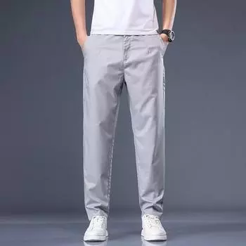 Мужские брюки из хлопка, повседневные эластичные мужские брюки, мужские длинные прямые, высокое качество, 4 цвета, брючный костюм больших размеров 42, 44, 46 CY6234 29 сапфировый