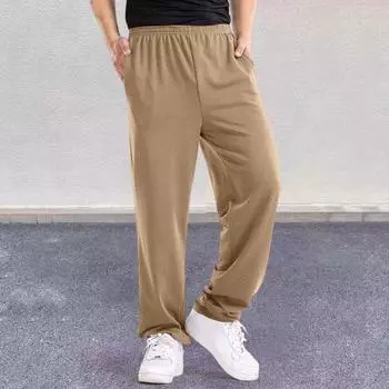 Мужские брюки из хлопковой смеси с эластичным поясом, спортивные повседневные брюки, однотонные свободные брюки для бега на каждый день M темно-серого