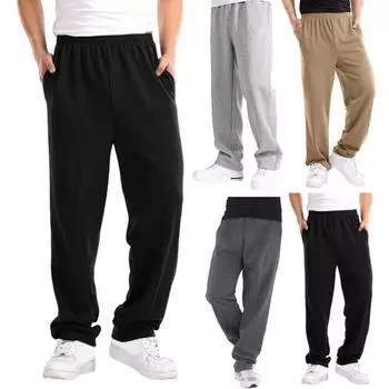 Мужские брюки из хлопковой смеси с эластичным поясом, спортивные повседневные брюки, однотонные свободные брюки для бега на каждый день M верблюд