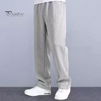 Мужские брюки из хлопковой смеси с эластичным поясом, спортивные повседневные брюки, однотонные свободные брюки для бега на каждый день M верблюд