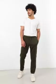 Мужские брюки из лайкры с эластичным поясом цвета хаки