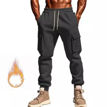 Мужские брюки-карго, эластичные спортивные штаны с завязками на резинке, повседневные спортивные брюки с карманами M