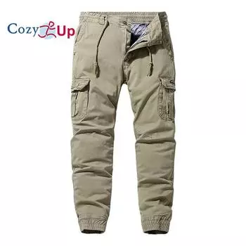 Мужские брюки-карго Cosy Up Slim Fit с контрастной строчкой и множеством карманов 29 чёрный