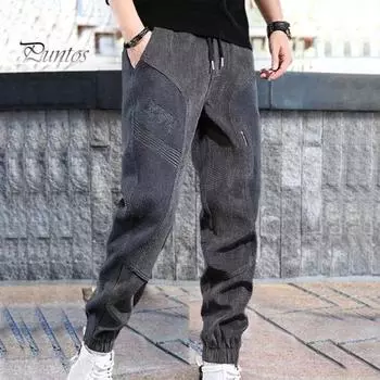 Мужские брюки-карго, однотонные свободные лоскутные брюки-шаровары с эластичной резинкой на талии, мягкие дышащие длинные брюки-шаровары 3XL серый