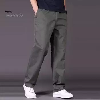 Мужские брюки-карго, прямые, широкие, однотонные, с карманами, застежкой-молнией на пуговицы, гладкие, быстросохнущие, для улицы, длинные брюки M хаки