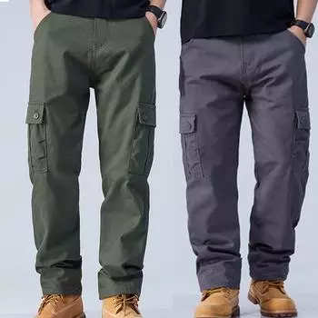 Мужские брюки-карго, рабочая одежда, уличные мужские брюки с несколькими карманами, походные спортивные модные свободные брюки с несколькими карманами 28 хаки