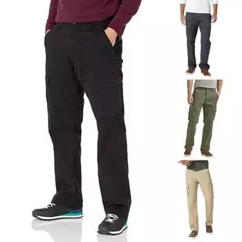 Мужские брюки-карго с 6 карманами для быстрого доступа к хранению, свободные прямые брюки с застежкой-молнией на пуговицы, однотонные рабочие брюки для активного отдыха, прочные брюки 30 чёрный