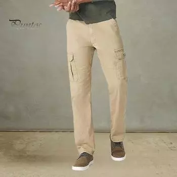 Мужские брюки-карго с 6 карманами для быстрого доступа к хранению, свободные прямые брюки с застежкой-молнией на пуговицы, однотонные рабочие брюки для активного отдыха, прочные брюки 30 хаки