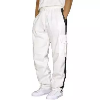 Мужские брюки-карго с несколькими карманами, мягкие эластичные брюки свободного покроя с эластичной резинкой на талии, спортивные штаны L белый