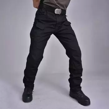 Мужские брюки-карго с несколькими карманами, прямые брюки для тренировок на открытом воздухе, средняя талия, застежка-молния на пуговицы, свободные брюки для путешествий и школы M коричневый