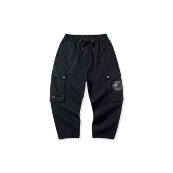 Мужские брюки-карго с принтом Li Ning Paris Fashion Week, свободные, черные AKXQ415-1 XS