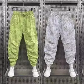 Мужские брюки-карго с завязками на талии, мешковатые брюки-джоггеры свободного кроя с принтом, шаровары с M белый