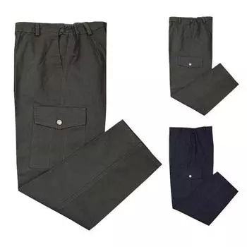 Мужские брюки-карго со средней посадкой и эластичной резинкой на талии, однотонные длинные брюки с большими карманами, прямые рабочие брюки, уличная одежда 2XL армия зеленый