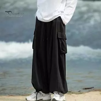 Мужские брюки-карго свободного покроя, однотонные, в винтажном стиле, вельветовые, в уличном стиле, прямые, с широкими штанинами, с несколькими карманами, для путешествий на открытом воздухе M хаки
