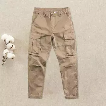 Мужские брюки-карго, свободные, с застежкой-молнией на пуговицы, однотонные, в уличном стиле, с прямыми карманами L серый