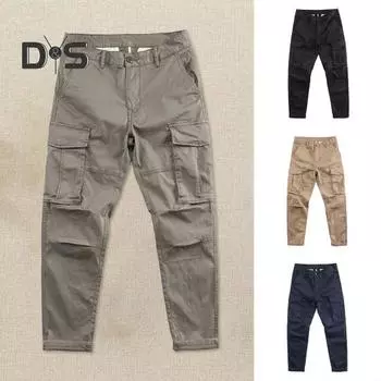 Мужские брюки-карго, свободные, с застежкой-молнией на пуговицы, однотонные, в уличном стиле, с прямыми карманами, для путешествий и активного отдыха L серый